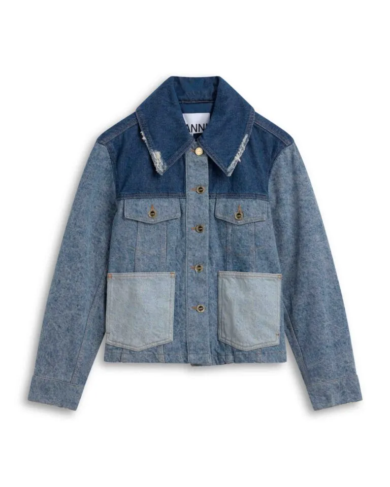 Patchwork Denim Short Jacket - Blå