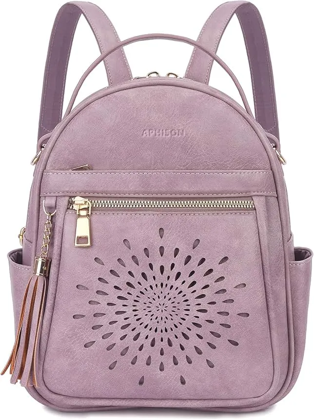APHISON Small Backpack Purse for Women Cute PU Leather Mini Backpacks Ladies Casual Lightweight Travel Daypack Waterproof