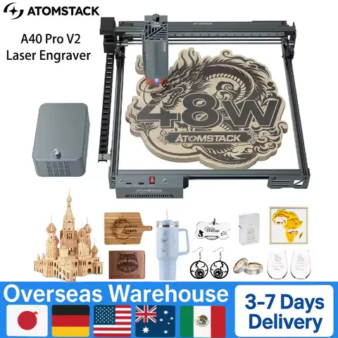 ATOMSTACK A40 PRO V2 40W Laser Engraver Machine CNC Laser Cutter compatible with LightBurn and LaserGRBL For Wood Stone Metal Acrylic Leather Jewelry For personalized product businesses 385*400mm Work Area