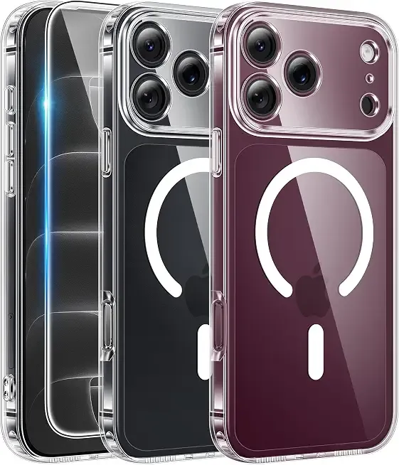 FNTCASE for iPhone 18 Pro Case/17 Pro Case Clear with Screen Protector