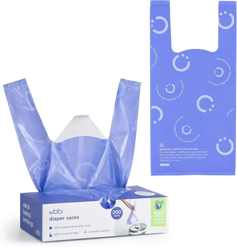 Ubbi Disposable Baby Diaper Sacks, Lavender Scented, 200 Count