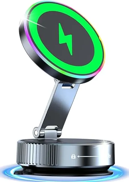 for Magsafe Car Mount Charger, 15W Fast Charging Wireless Car Charger [120LBS Suction &3800gf Magnet] 780° Adjustable, Vacuum Magnetic Phone Holder for Your Car for iPhone & Android, Metal Stand Rotor for Magsafe Car Mount Charger, 15W Fast Charging…