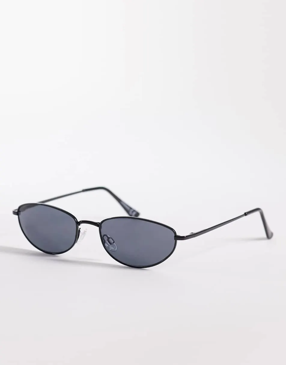ASOS DESIGN metal oval sunglasses in matte black