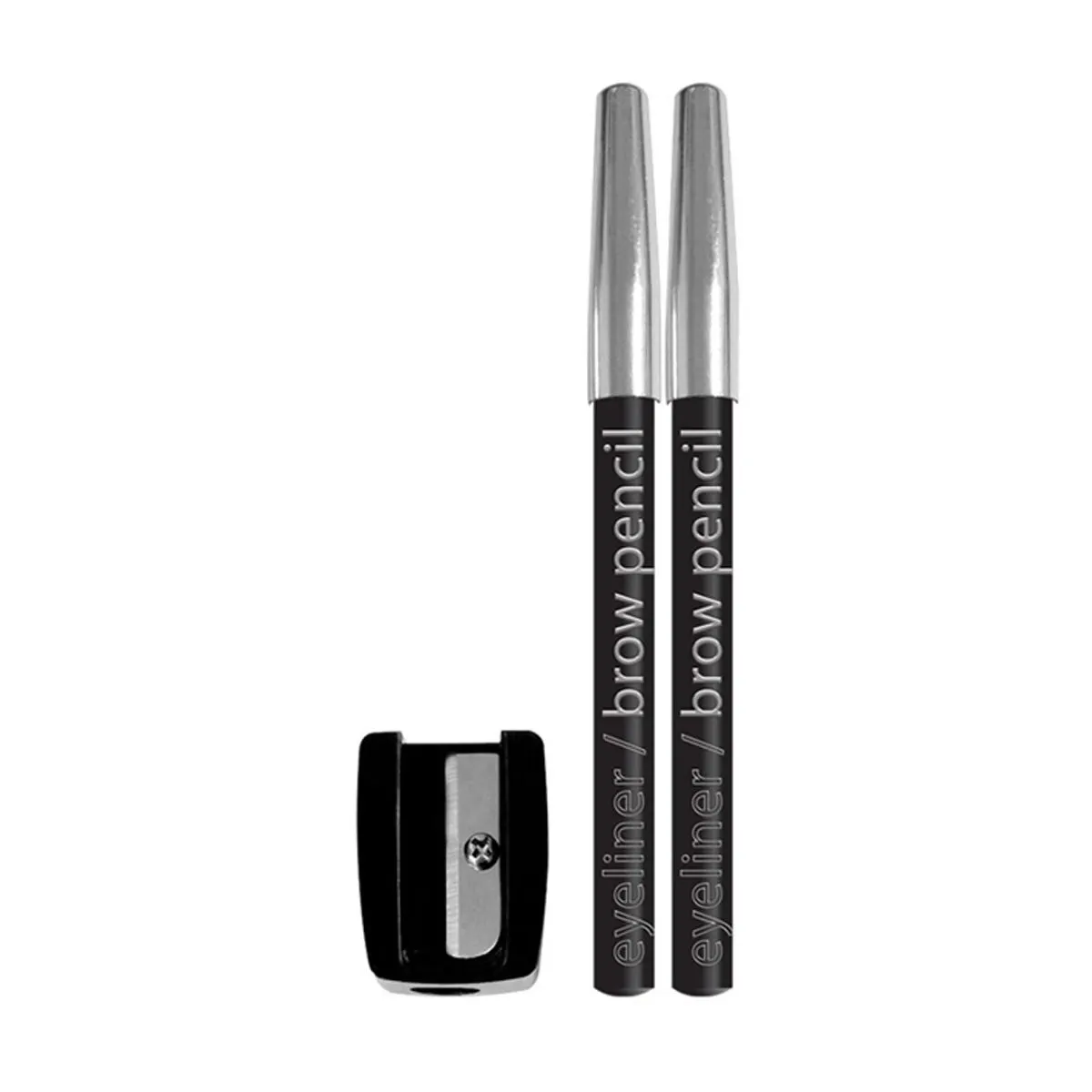 L.A. Colors Eyeliner/Brow Pencil with Bonus Sharpener, Black, 0.03 oz, 2 ct