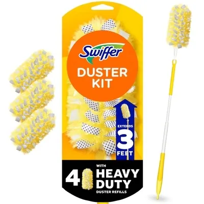 Duster Kit with 6 ft Super Extendable Handle, Heavy Duty Starter Kit with 4 Refills