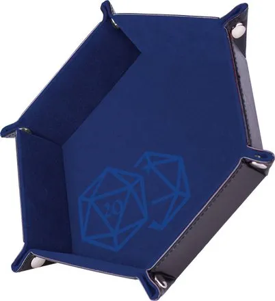 PISTE DE DES - D20 BLEU FONCE - 19 X 19 CM - CUIR ET VELOURS