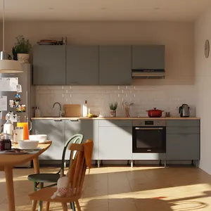 Cocina en kit Eleki gris 4 módulos altos + 5 bajos L.300 x H.217 x P.58 cm