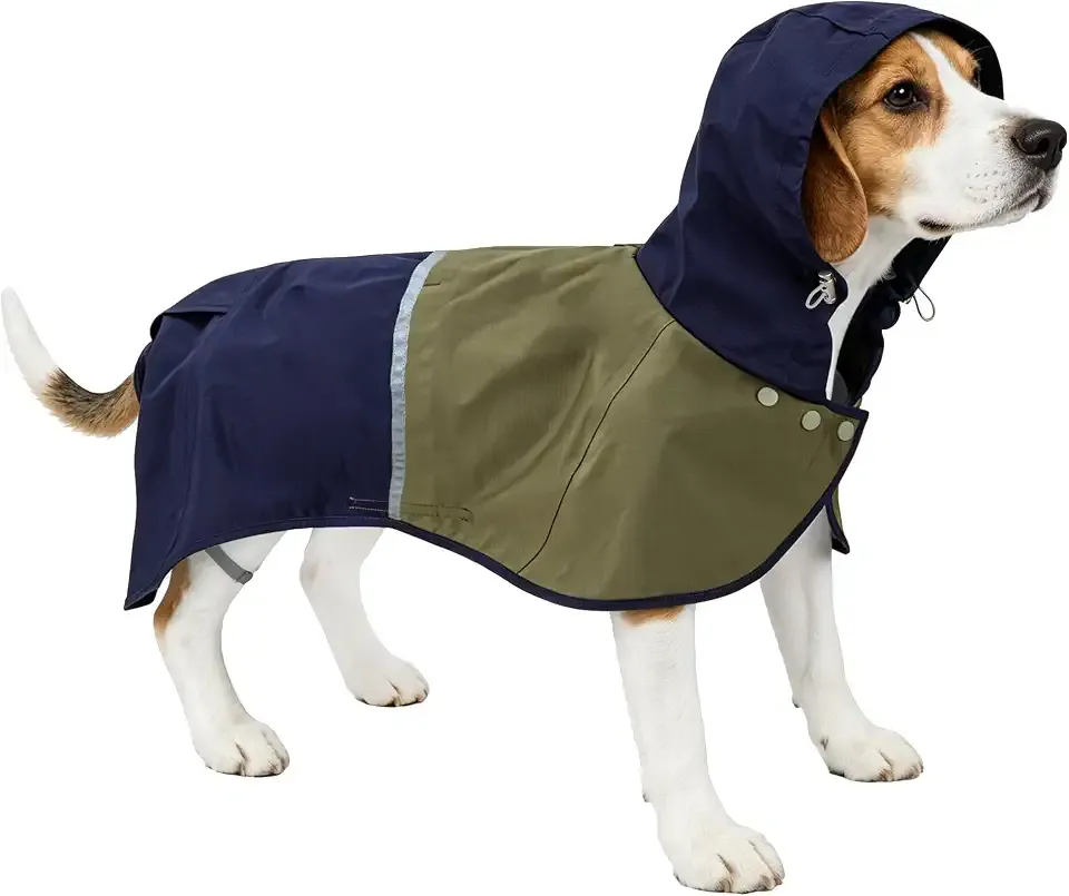 Dog Raincoat Jacket, Reflective Hood Poncho Slicker (S, Blue) | Adjustable Dog Rain Coat with Harness Holes, Water Proof Clothes Rainwear for Small Medium Large Dogs, Rain Snow Windy Days