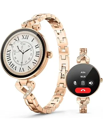 Smart Watches for Women, Answer/Make Call, 1.04'' AMOLED, 24H Sleep Tracker, Fitness Tracker with Heart Rate/Blood Pressure/SpO2/Stress Monitor, 100+ Sport Modes Waterproof Smartwatch for IOS Android