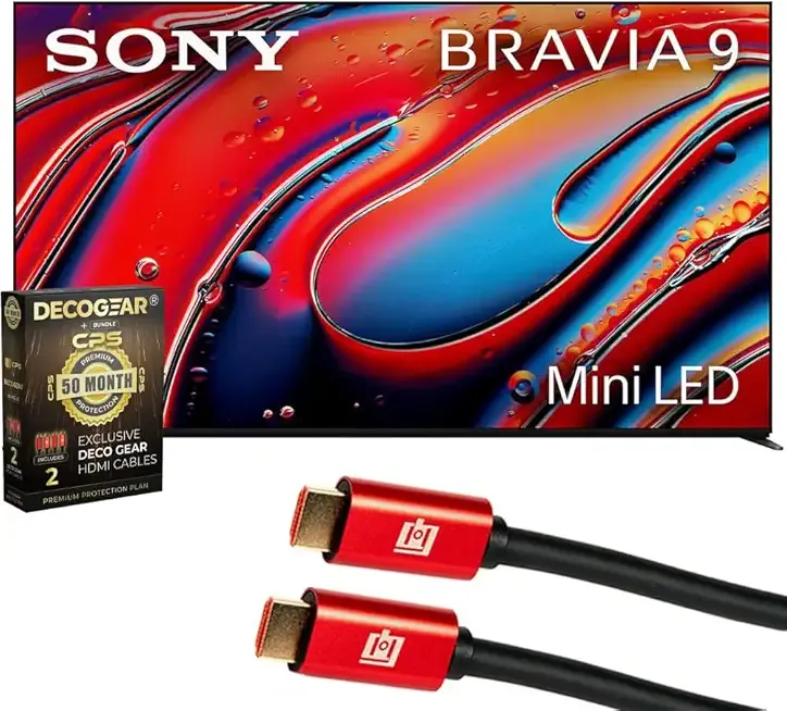 Sony BRAVIA 9 85 inch 4K HDR QLED Mini-LED TV (2024) with Deco Gear 4K HDMI 2.0 Cable w/Pure Copper Conductors x2 & CPS Exclusive 50 Month Protection Pack (BEACH-CPS-505000)