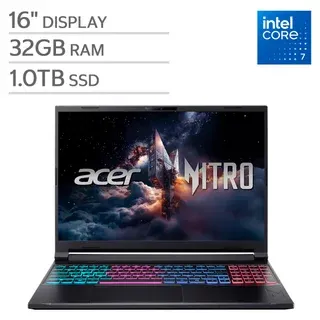 Acer Nitro V 16S 16.0" Gaming Laptop - Intel Core 7 240H Processor - NVIDIA RTX 5060, 8GB - 1920 x 1200 180Hz - 32GB RAM - 1TB SSD - Windows 11 Home