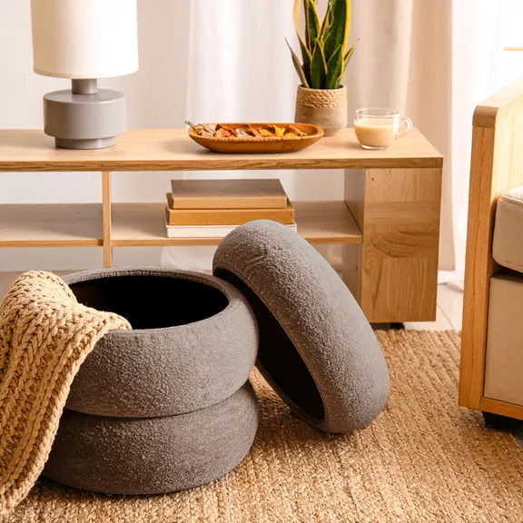 Rollback Mainstays Cloud Storage Ottoman, Taupe Boucle $49.94 Was $58.97
