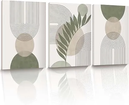 HesenDot 30x40CM Sage Green Boho Wall Art,Framed…