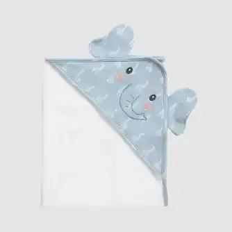 Living Textiles Organic Hooded Towel Wild Safari/Elephant