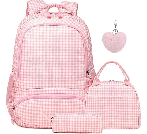 Kimwadalh School Backpack for Girls, Backpack with Lunch Box Pencil Case for Preschool Elementary High School Girls Boys