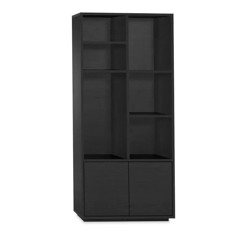 Wandmeubel (2 deuren/ 6 open vak) Blackburn - Noir