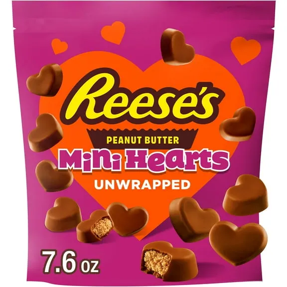 Reese's Unwrapped Chocolate Peanut Butter Creme Mini Hearts Valentine's Candy, Bag 7.6 oz $7.68 $1.01/oz
