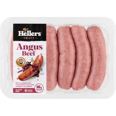 Hellers Craft Traypack Sausages 6/10 Pack/Meatballs 400g/Burgers 4 Pack