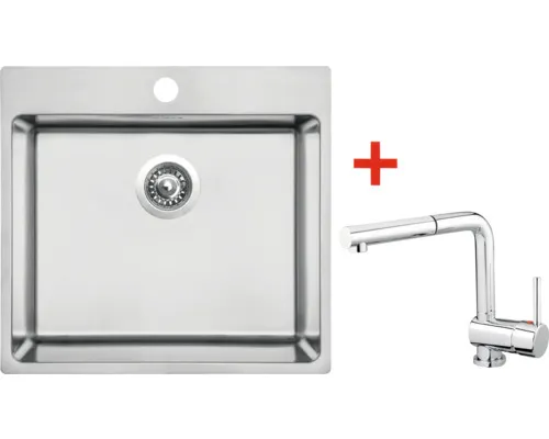 Nerezový dřez s baterií BLOCKER 550 505 x 550 mm + baterie MIX 3 P N104