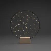 LED Metallsilhouette "Ring", Holz-Fuß, Dimmer, 100 bernsteinfarbene Dioden, 4,5V, Innen, 2W