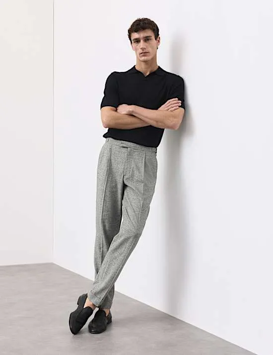 Schmal zulaufende Hose aus Baumwoll-Leinenmischgewebe