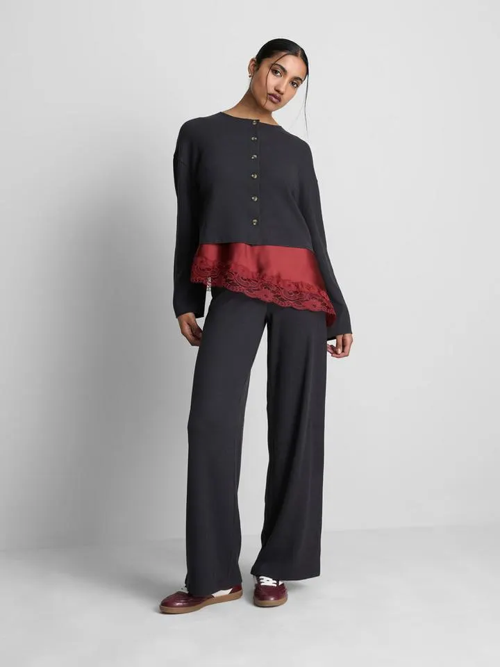 Gilet en jersey côtelé à col rond