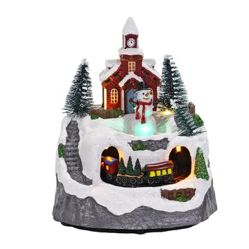 Villaggio con trenino Natalizio h16x13,5x12,5 cm