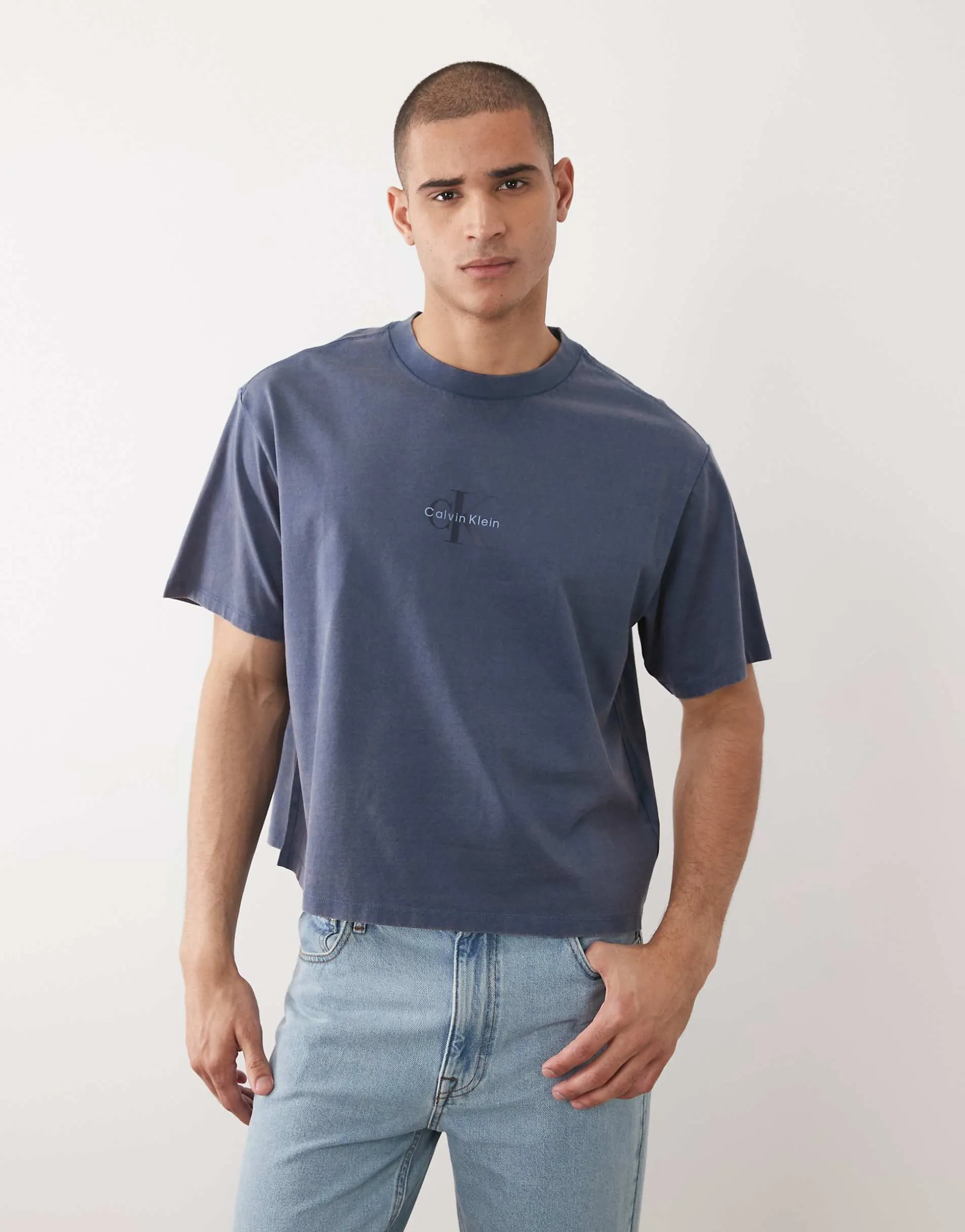 Calvin Klein Jeans Monologo 90s fit t-shirt in denim wash blue