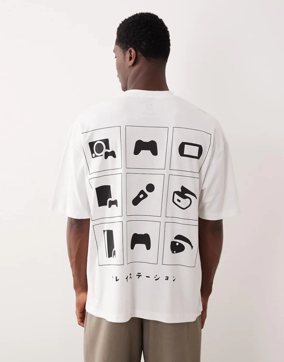 ASOS DESIGN oversized t-shirt with gaming print in white