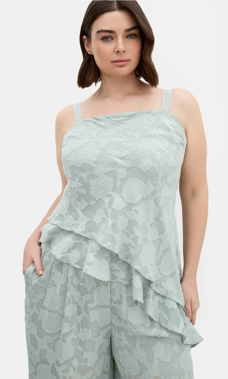 Daniela Jacquard Asymmetrical Cami - sage