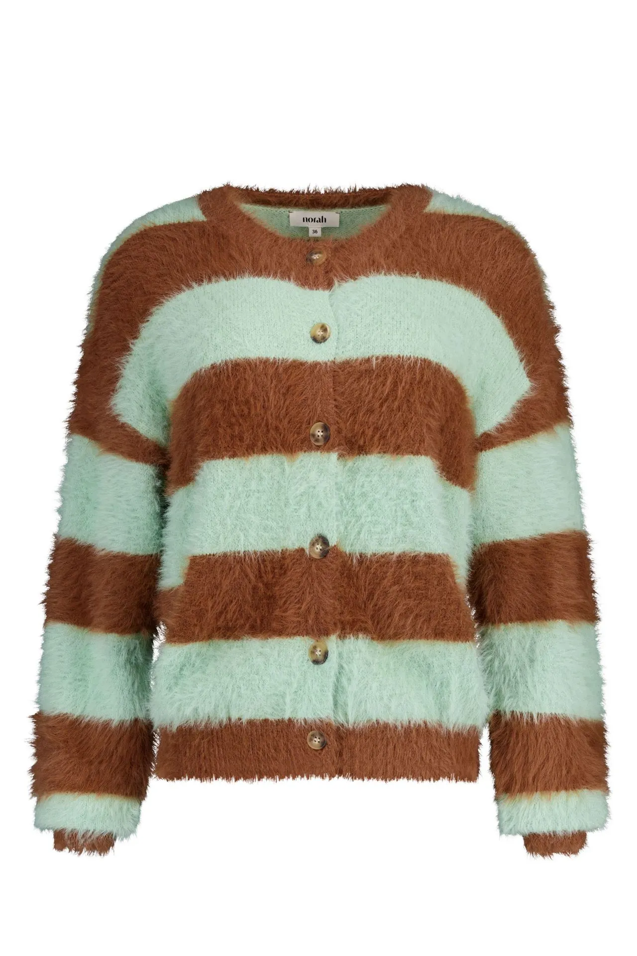 Groen/bruin fijngebreid vest