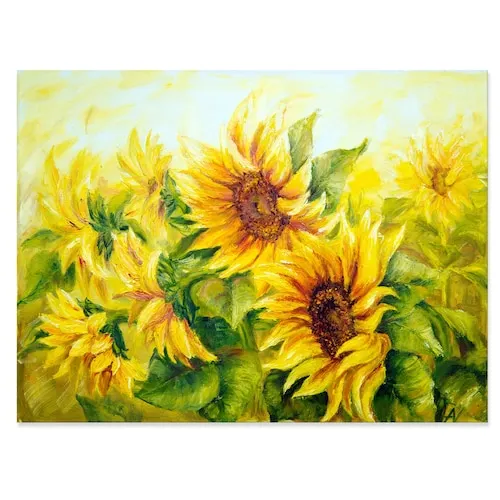 Bright Yellow Sunny Sunflowers - Floral Painting Canvas - 40x30