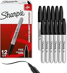 Sharpie Permanent Markers, Fine Tip, Bl…