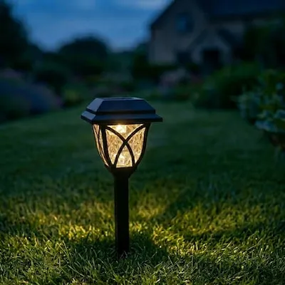 10 -Lumens Black Solar LED Outdoor Path Light ( 3000-K )