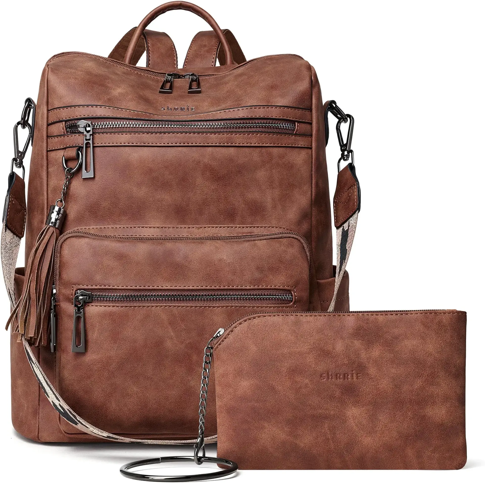 Shrrie Backpack Purse for Women Leather Fashion Designer Backpack Convertible Shoulder Satchel Bag for Travel College Work