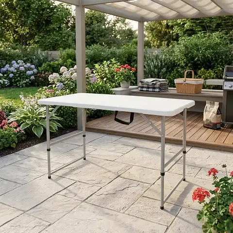 Mesa Plegable Tipo Maleta 120 Cm- Blanco