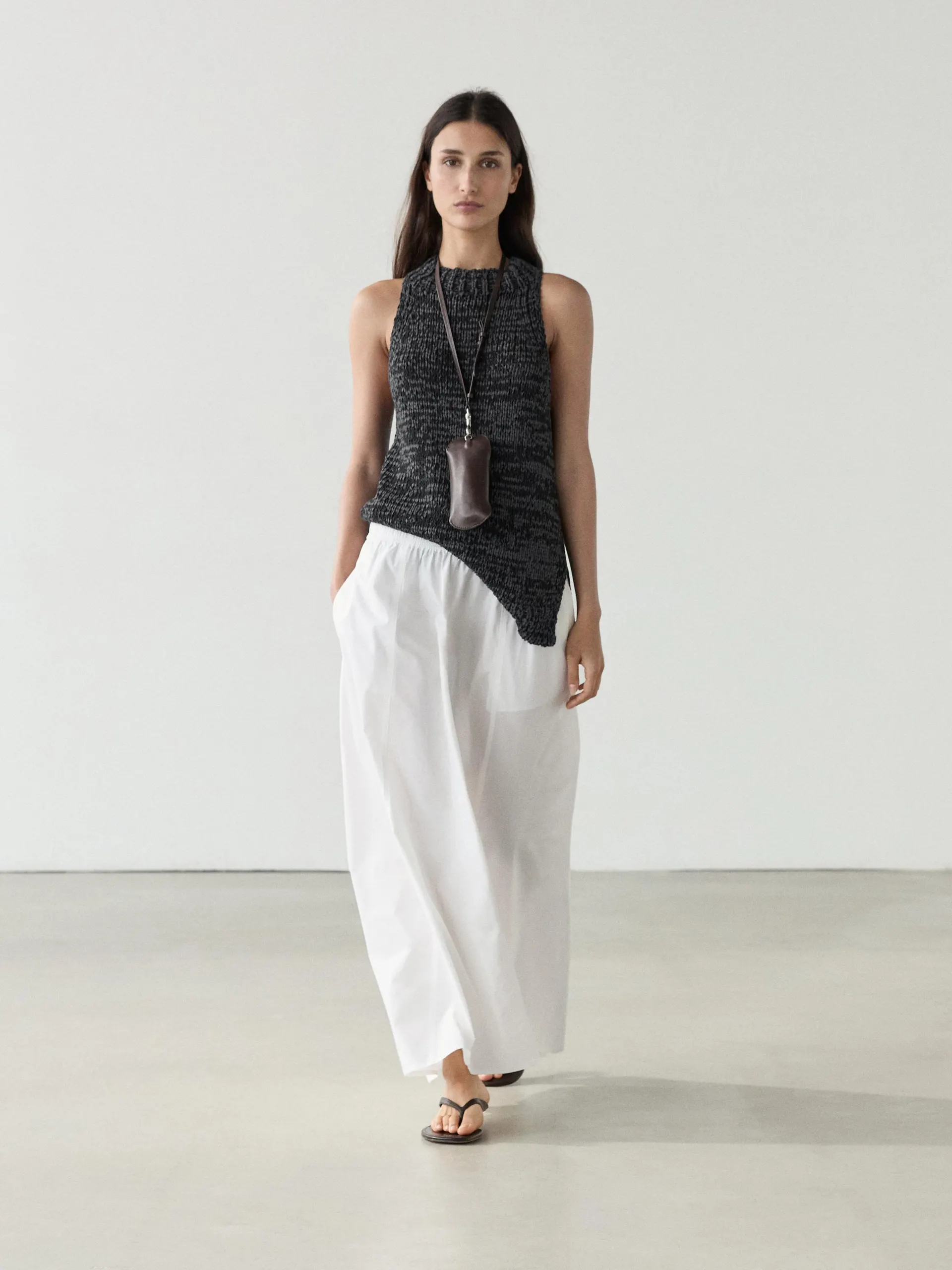 Dlouhá popelínová sukně s volány