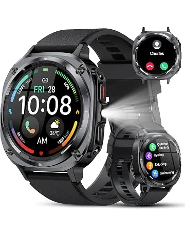 Military Smart Watches for Men(Answer/Make Calls), 1.39" HD Fitness Watch, 24/7 Heart Rate Sleep Monitor, Smart Watch for Men,114+ Sport Modes, IP68 Waterproof Smartwatch for Android iOS, 30Day, Black