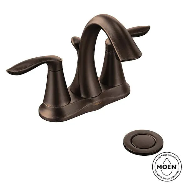 MOEN Eva Oil Rubbed Bronze Two-​Handle High Arc Bathroom Faucet