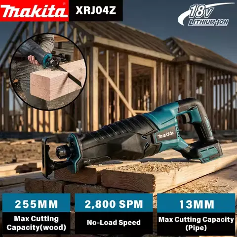 Makita Brushless Recip Saw, Cordless Power Tool for 18V & 20V Battery, Portable with 4PCS Blades, Wood/Metal Cutting Saw