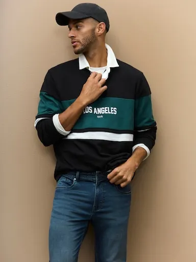 Just Jeans Rugby Chest Stripe Sweat