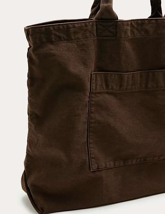 Pure Cotton Textured Twill Shopper Bag