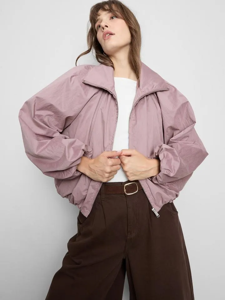 Veste ruchée à col cheminée