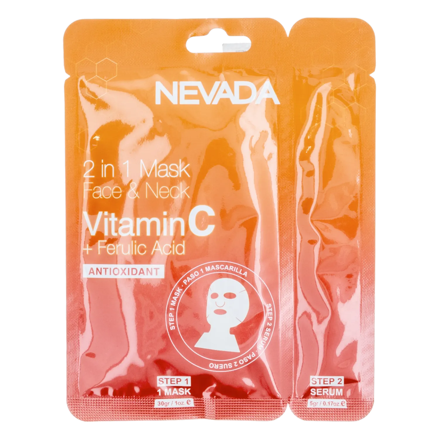 Mascarilla Facial Y Serum 2 En 1 Vitamina C +Ferulic Acid NEVADA 30 G