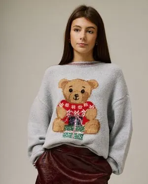 Trui met print teddybeer