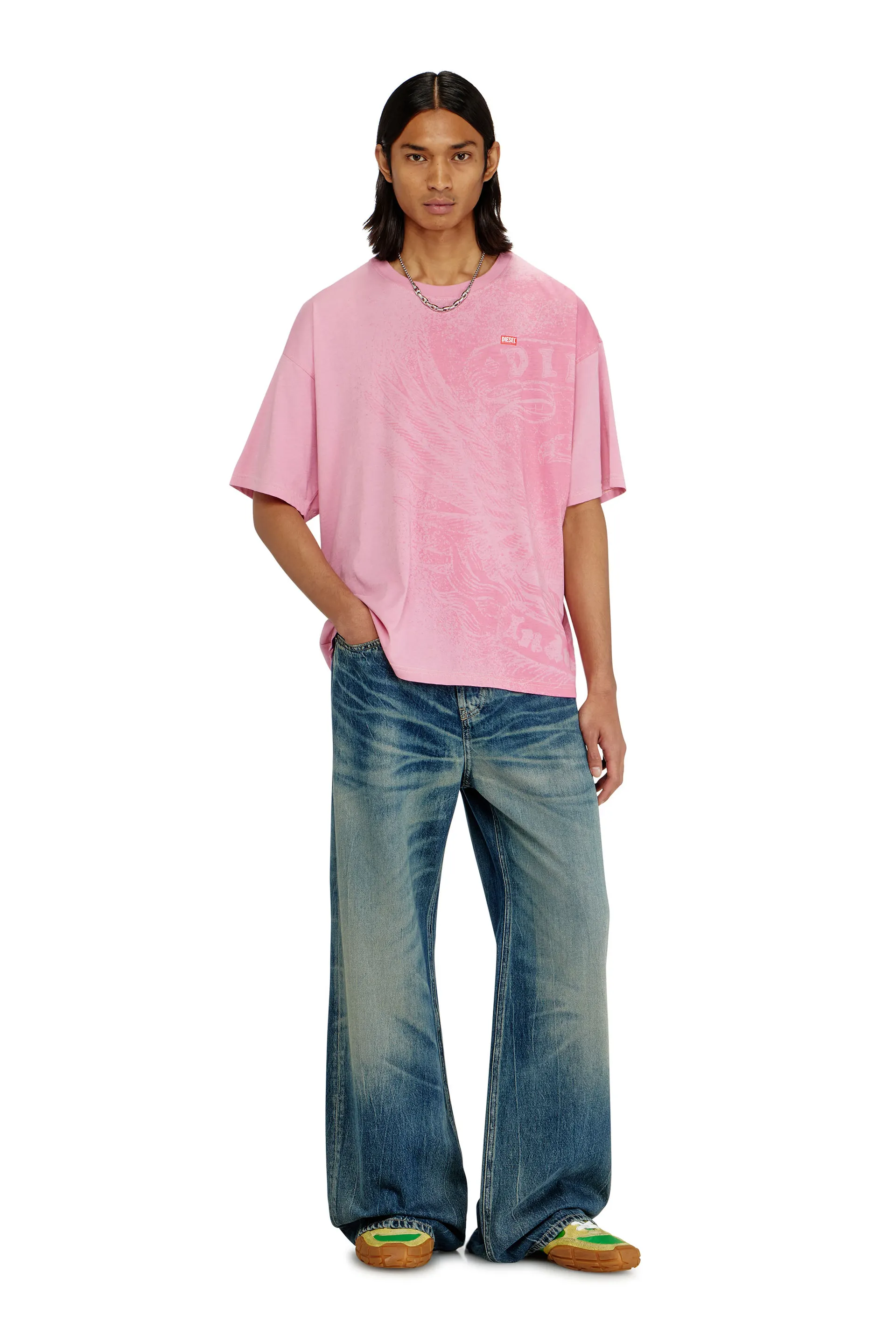 Relaxed T-shirt with pigment prints