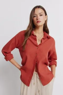 Camisa lino semi abierta