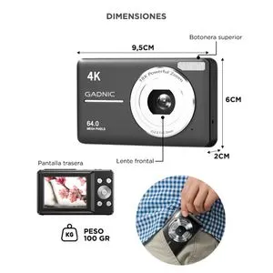 Cámara Digital Gadnic Fotos 64 mp Y Video 4K Portátil 8 Filtros