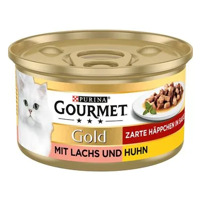 Gourmet Gold 2x 12 x 85 g / 24 x 85 g : 50 % de remise sur le 2ème paquet ! Les Noisettes : saumon, poulet (2 x 12 x 85 g)