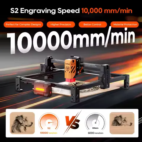 ACMER S2 Laser Engraver 12W 7W 4W Working Area 300*300mm Laser Engraving CNC Cutting Machine For Engravable Wood Lacquered Metal Christmas Valentine's Day Gifts Business Street Vending